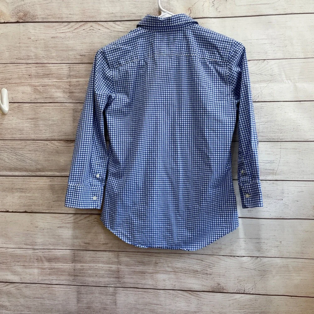 NEW WITHOUT TAGS LAUREN‎ RALPH LAUREN BLUE GINGHAM BUTTON FRONT SHIRT